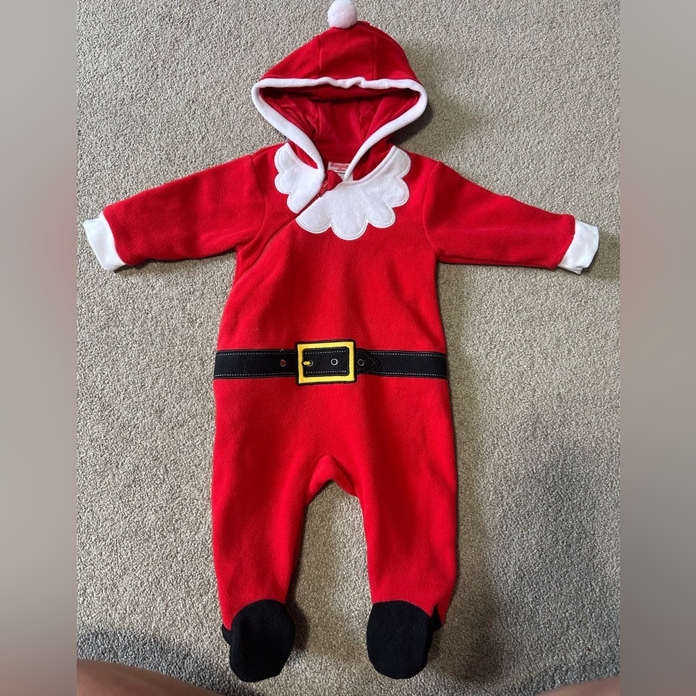 Red Santa Baby Onesie with Hood